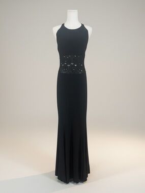 Avery Black Maxi Gown with Beaded Waistband